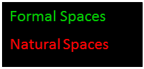 Text Box: Formal Spaces
Natural Spaces
